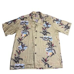 Hilo Hattie Floral Green Hawaiian Shirt